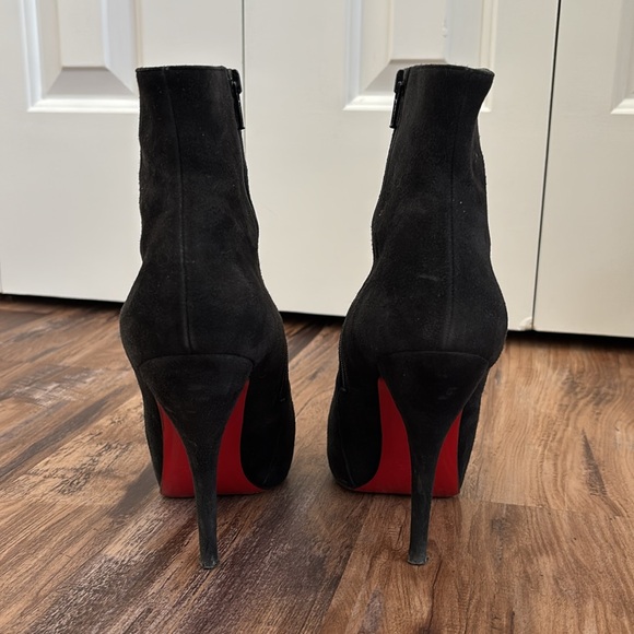 Christian Louboutin Black Suede Heeled Ankle Boots 39.5 - Picture 3 of 8